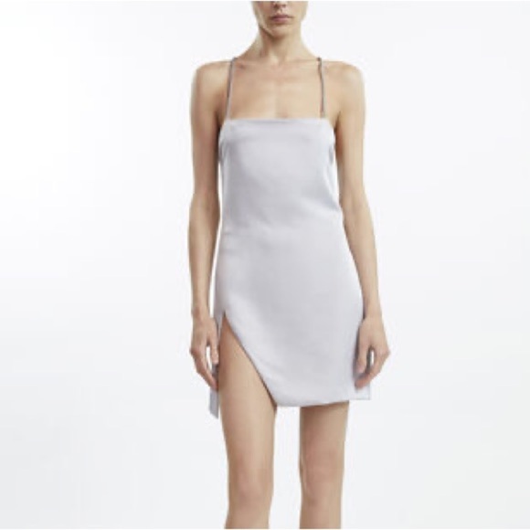 THE ATTICO Fujiko Satin Minidress in Silver sz US 8 IT 44 890$ - Picture 7 of 16